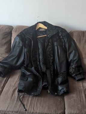 Gallucci Black Quilted Jacket with Decorative Label